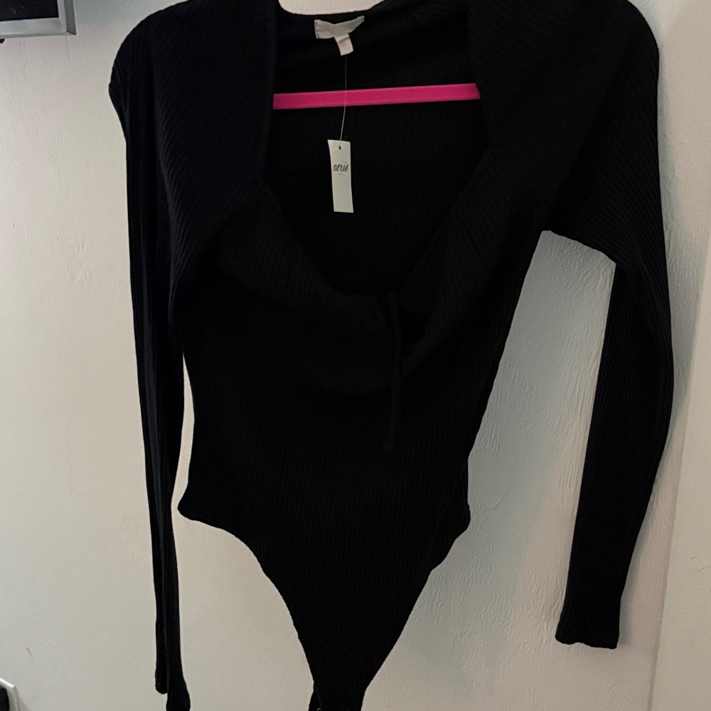 Aerie Black Ribbed Bodysuit